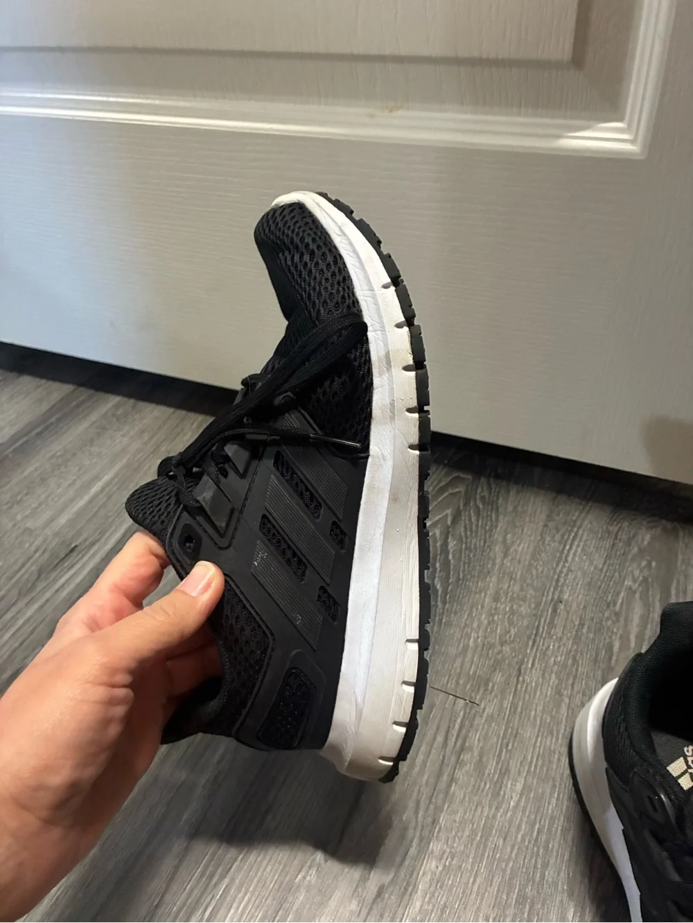 adidas Black and White Mesh Athletic Sneakers